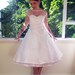 1950's Style White Wedding Dress with Polka Dot Overlay, Sweetheart Neckline, Tea Length Skirt and Petticoat - Custom made to fit