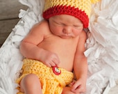 Inspired Winnie Bear Hat with Matching Diaper Cover  Newborn thru 6 months available Excellent photo prop