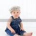 Crochet Brimmed Scally cap in Oatmeal.  Newborn thru 6 months sizes available.  Excellent Photo Prop