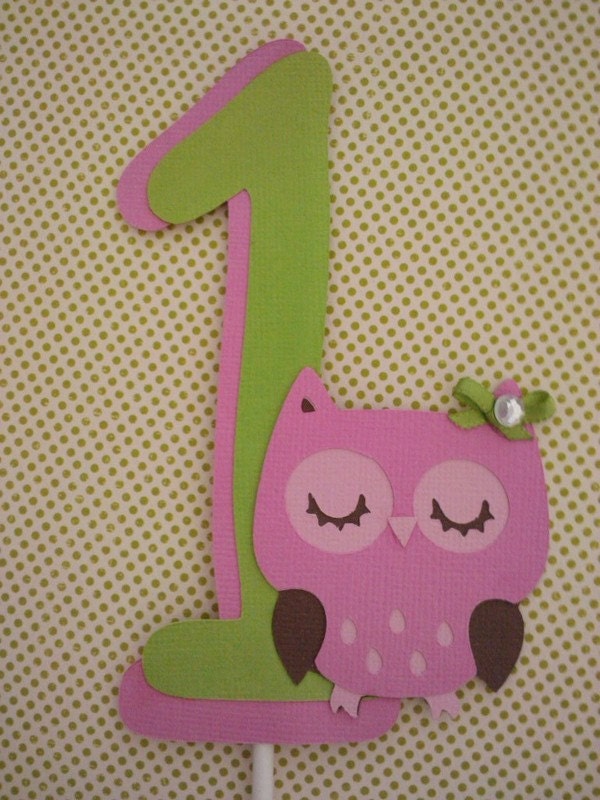 Owl Smash Cake topper, pick your colors & character