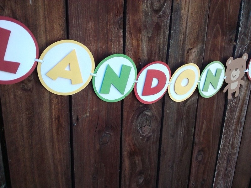 Teddy Bear Happy Birthday banner in primary colors, or pick your own colors.  Custom banner, 1st Birthday