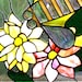 Flowers and Bee - Stained Glass Panel
