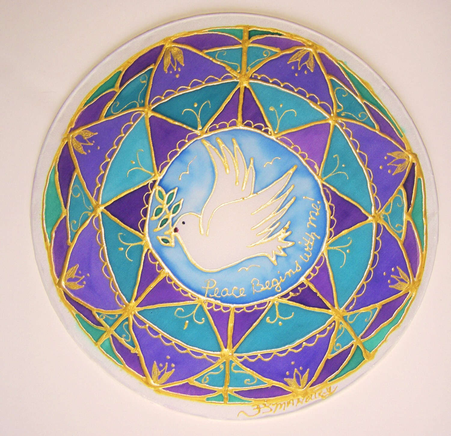 mandala Peace Begins With Menew age by HeavenOnEarthSilks on Etsy