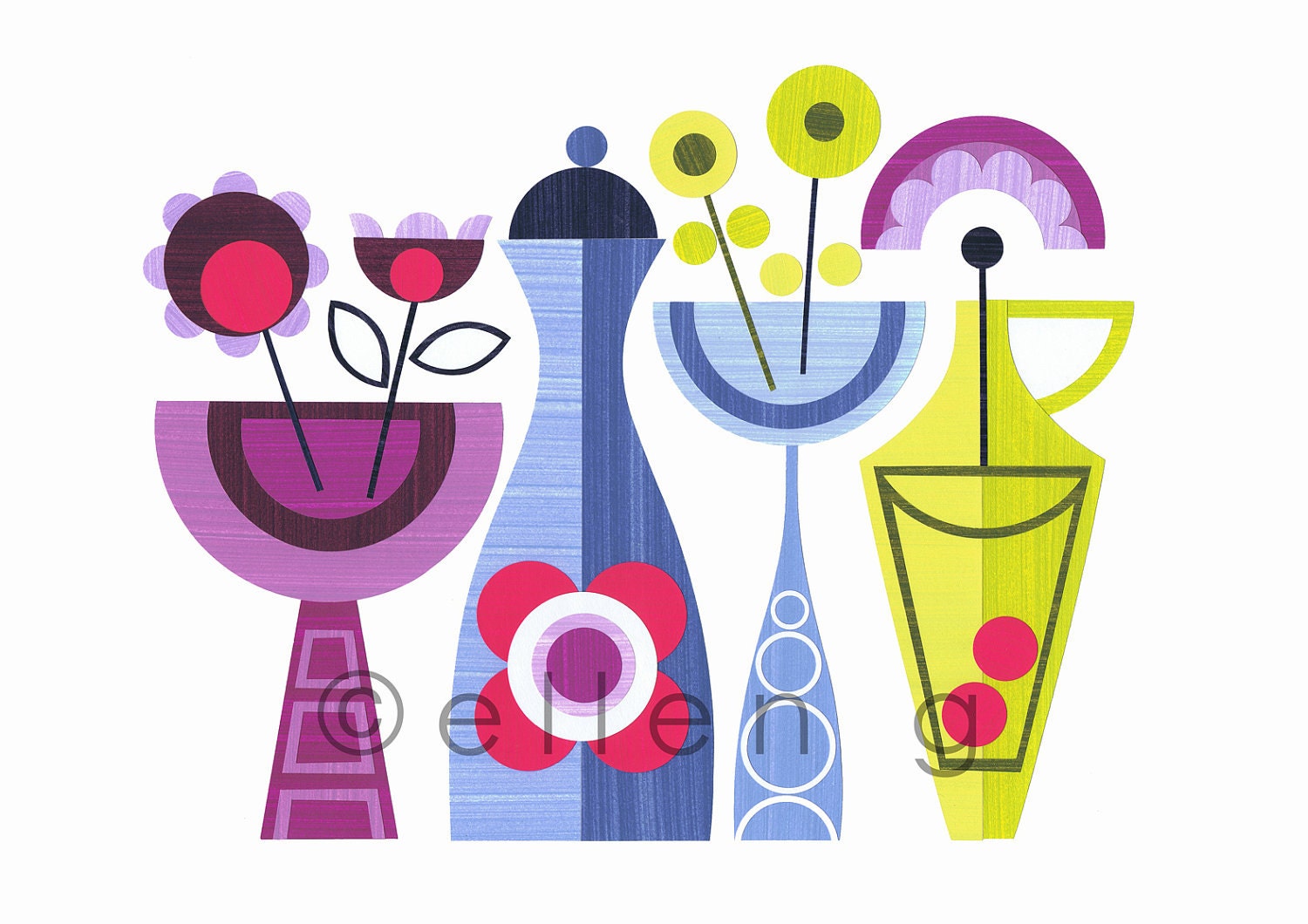 bright spring flowers in vases