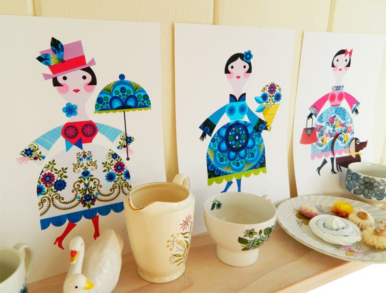 pretty lady with flowers print