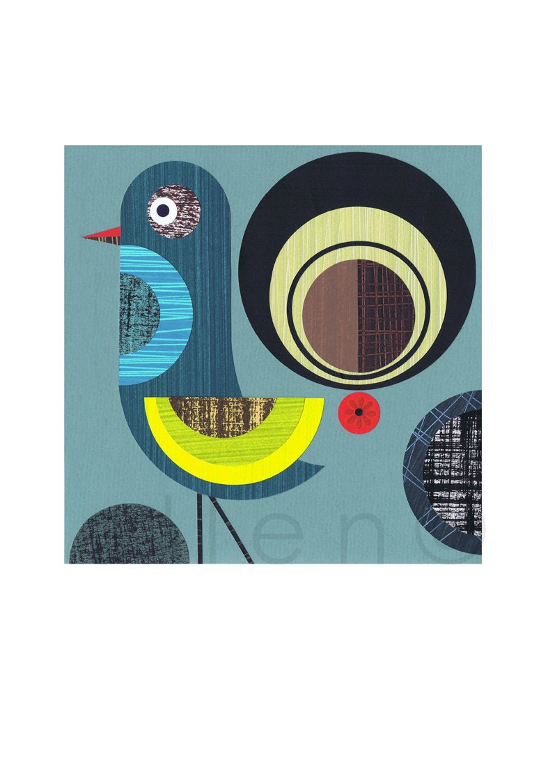 Retro Modern Bird Print