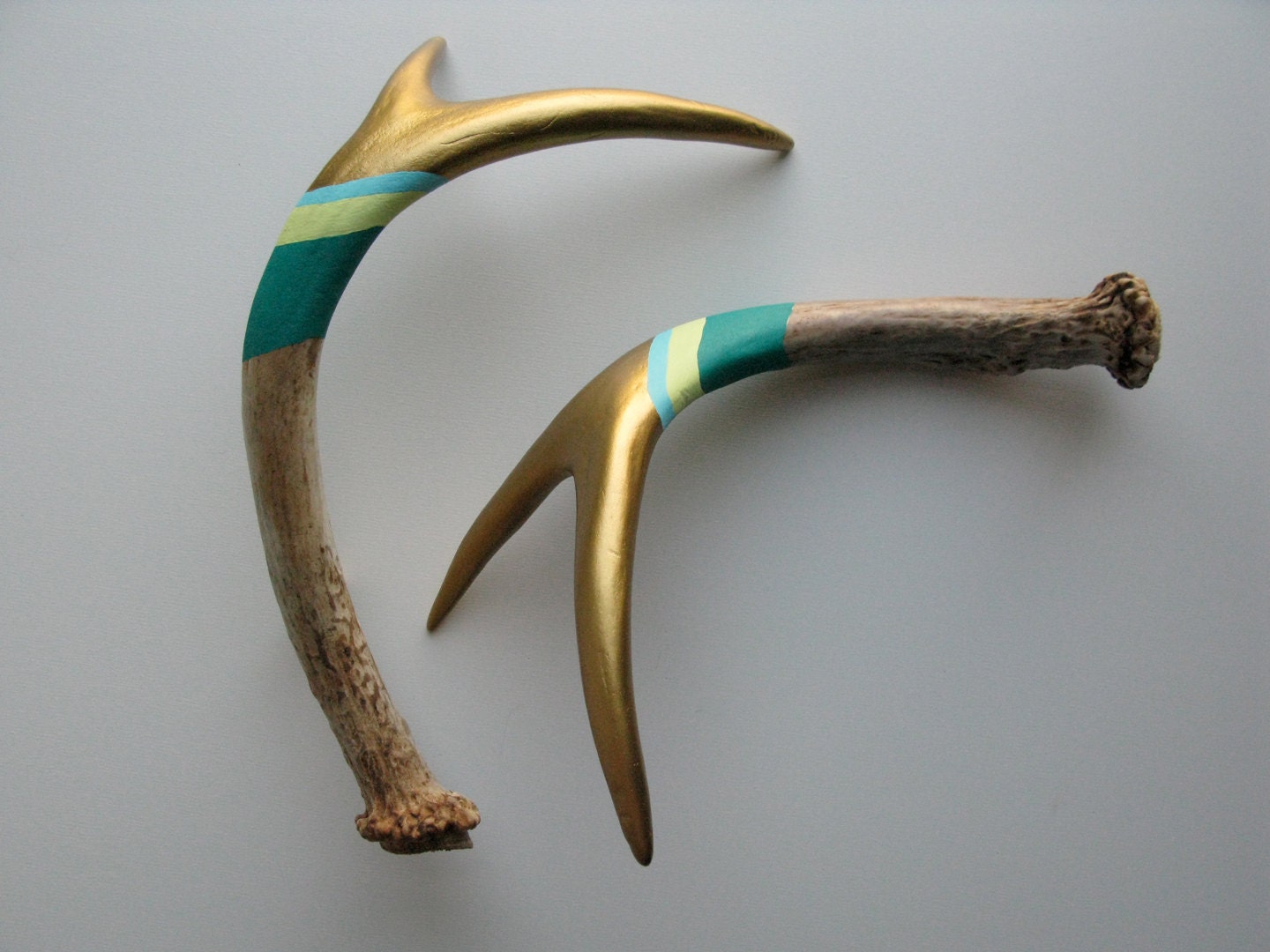 Gold, Blue, Yellow & Green Striped Antler SET