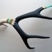 Gold, Aqua and Navy Double Chevron Mule Deer Antler - Large