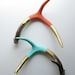 Gold, Aqua and Coral Tiny Triangle Antler SET