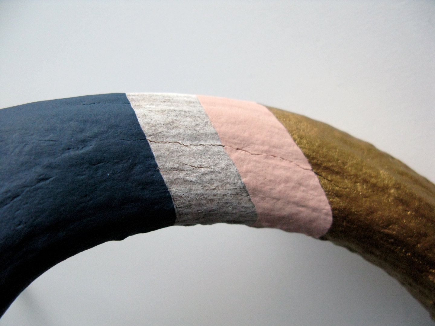 Gold, Pink and Navy Striped Deer Antler - Medium