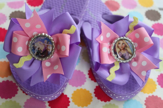 NEW made to match Tangled Rapunzel bow flip flops