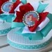 Made to match Ariel Flip Flops--The Little Mermaid-- Aqua, White and Red bow flip flops