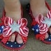 Stars and Stripes Bow Toddler Flip Flops - Red White and Blue flip flops -- 4th of July -- order by 6/22
