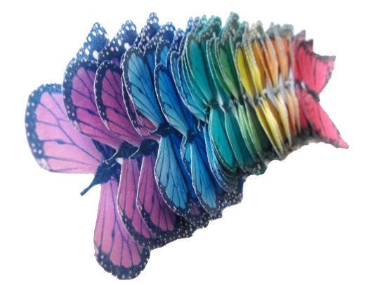 25 Edible Butterflies - Monarch Rainbow - wedding cake topper - birthday cupcakes