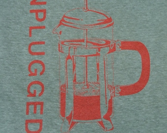 Unplugged Press - Red on Army Green - Organic Cotton & Hemp