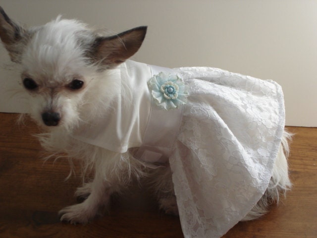 White Satin and Lace Wedding or Formal Dress with Choice of Flower Sizes Xsmall, Small, Medium