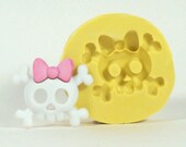 Girl Skull & Crossbones DE141 - Flexible Silicone Mold - Crafts, Jewelry, Resin, PMC, Soap, Food, Scrapbooking, Polymer Clay, Push Mold