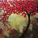 Original Abstract Tree Painting, Textured Red Tree of Life, Abstract Floral Painting, Red Maple, Blue Brown, Palette Knife 36x24" Christine