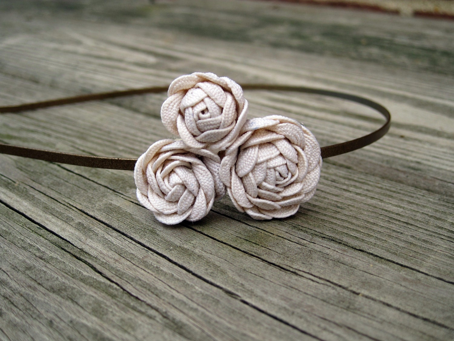 Antique White Rosette Headband  for Women . Gifts for Her . by ponyupdesigns