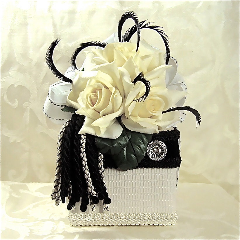 Ivory and Black Truffle Wedding favor Box Gift Ideas Homemade Candy Holder elegantly pre wrapped