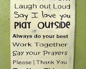 Family Rules Typography Hand Painted Sign