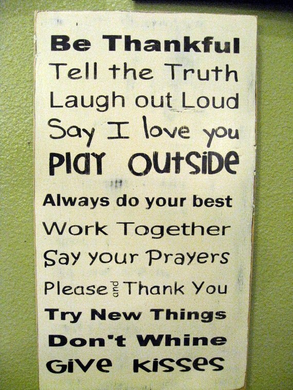 Family Rules Typography Hand Painted Sign