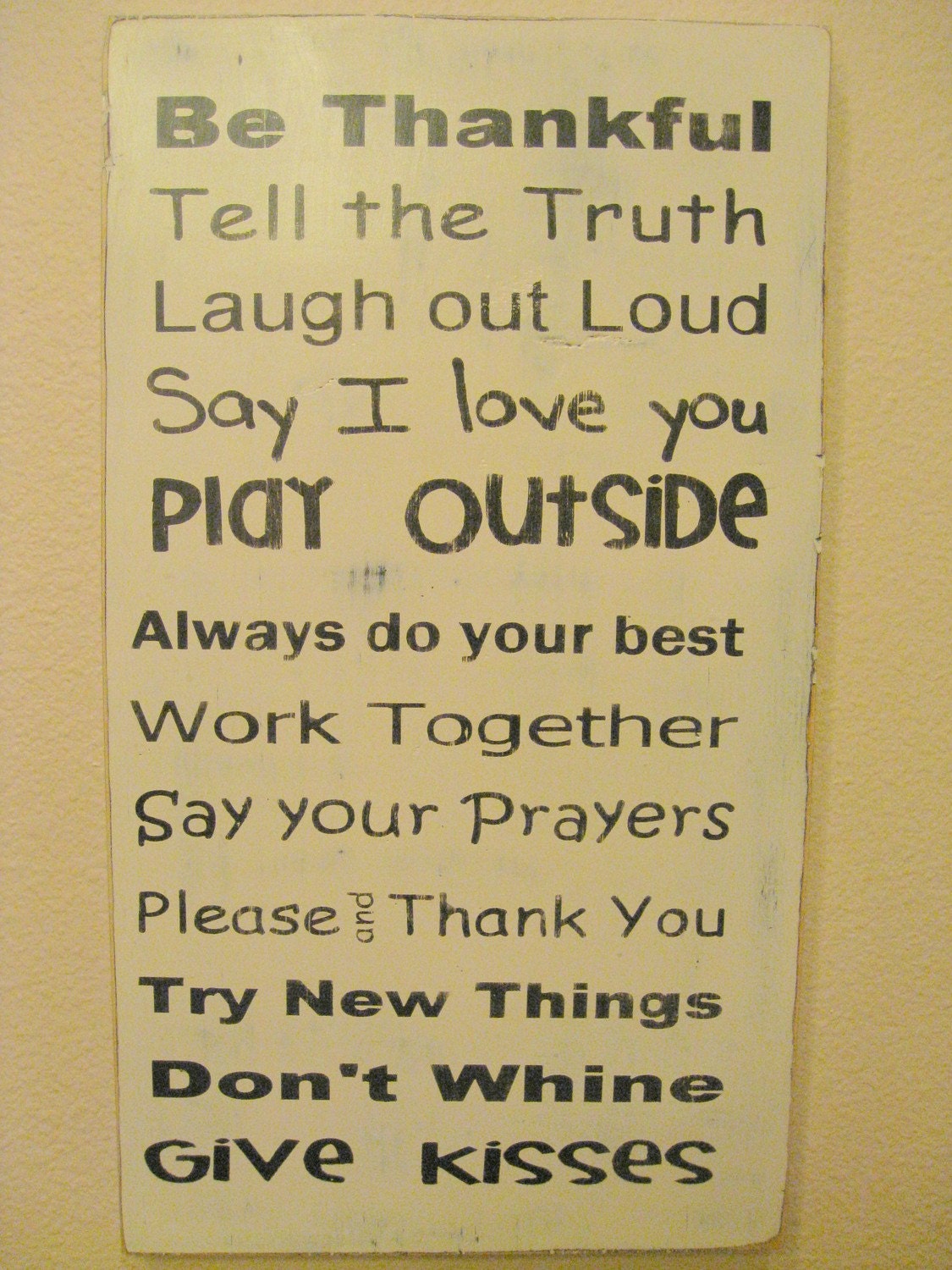 Family Rules Typography Hand Painted Sign