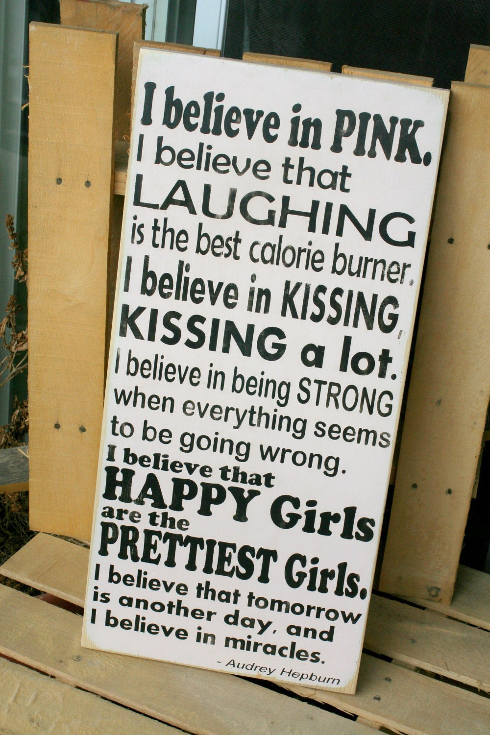 Large Audrey Hepburn Quote hand painted wood sign