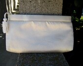 Whiting and Davis Clutch Iridescent Cream Fabric