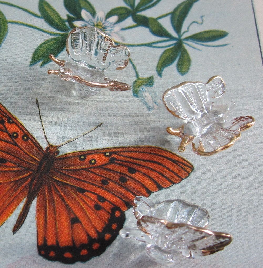 Three Wonderful Vintage Glass Butterflies
