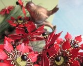 Three Red Pointsetta  Metal Flowers