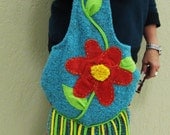 Turquoise Boho Bag Purse Fringed Hippie Bag Upcycled Embellished Vintage Bohemian Fringe Shabby Chic