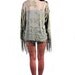 Sage Floral Velvet Burnout Gypsy Fringe Kimono Jacket