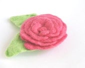 Pink rose - Felted flower brooch.