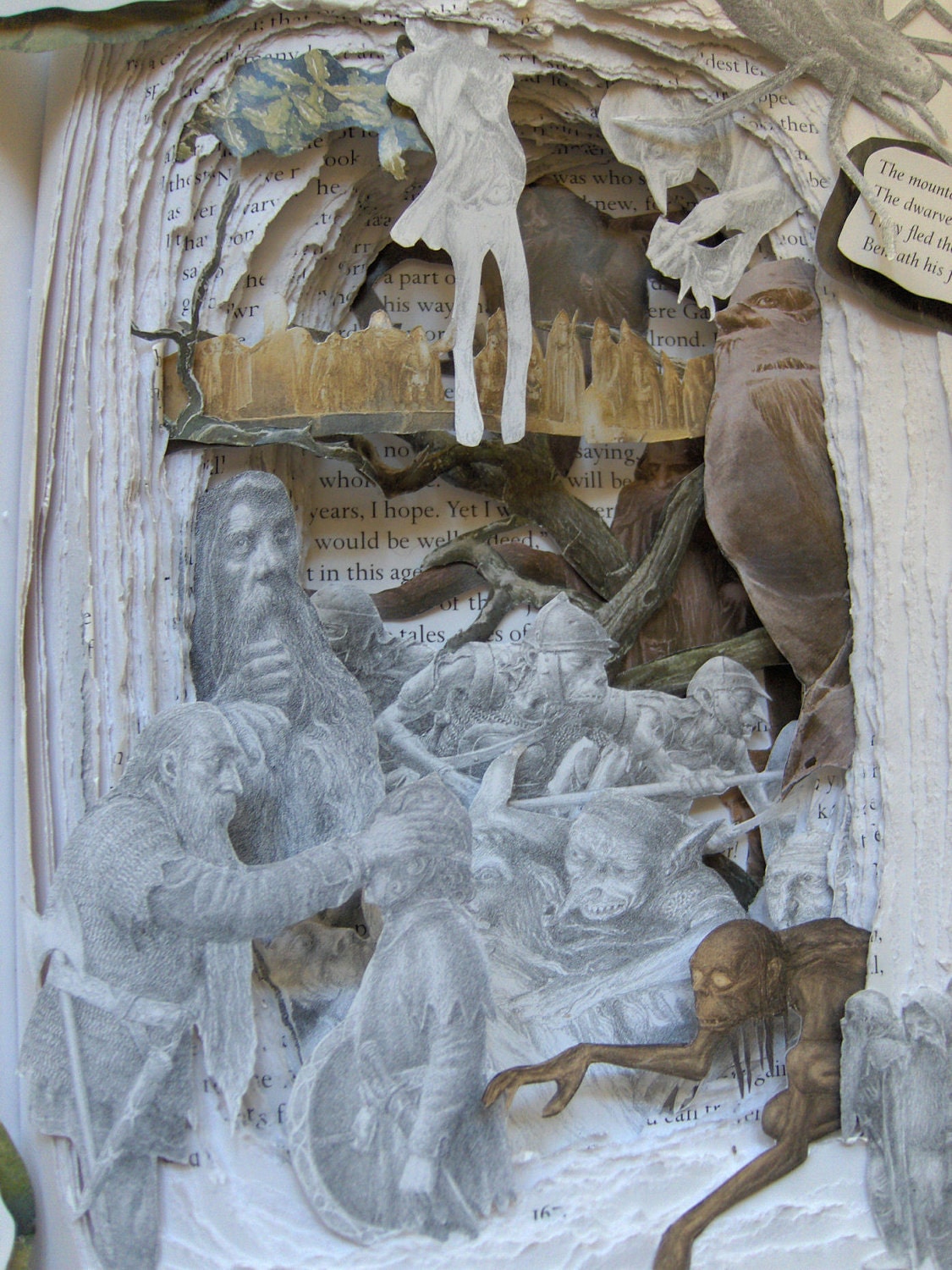 The HOBBIT or There and Back again - 17 x 21 One of a Kind Book Sculpture - Shadowbox FRAMED - Free Shipping