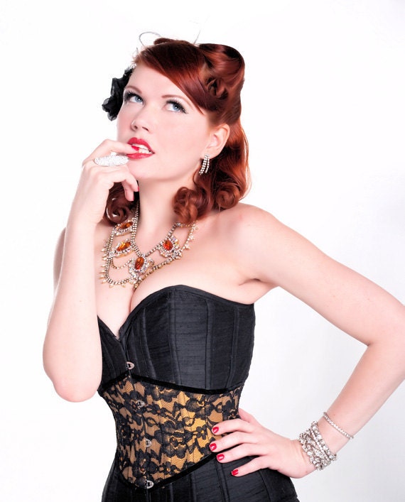 Gold and Lace Over Bust Corset