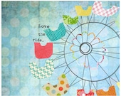 Art Ferris Wheel Ride Carnival Nursery Toddler Sentimental Whimsy 11 by 14 print