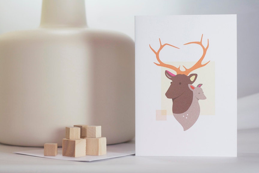Deer in Autumn notecard (blank).