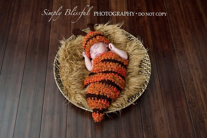 The Crochet Set Bee Cocoon and a Beanie Photography prop