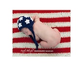 American Flag Set SALE Hat and Blanket Crochet Baby Newborn Photography Prop Ready Item
