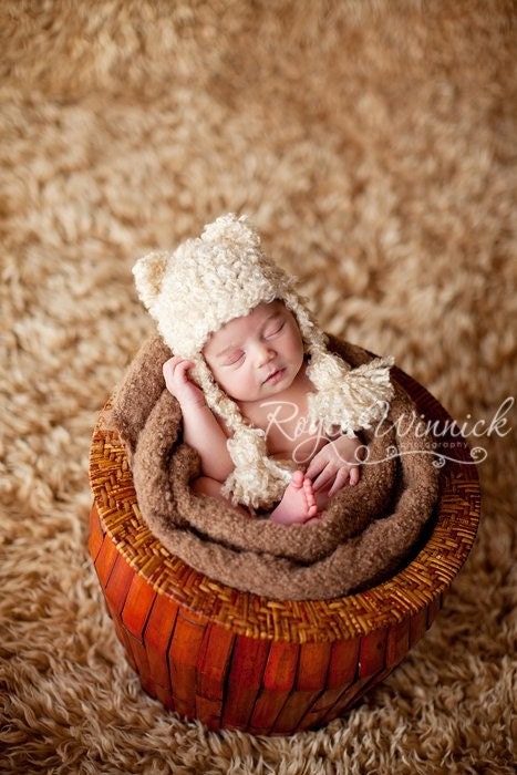 Kitty Tassel Crochet Hat Newborn Baby Photography Prop Ready Item