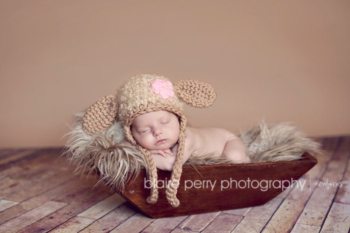 Little Lamb Hat Baby Photohraphy Prop Sizes Preemie, Newborn, 0-3 months, 3-6 months