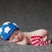 July 4th Patriotic Set Beanie and Leggins Crochet Baby Newborn Photography Prop