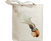 Retro Squid Swimming Eco Friendly Canvas Tote Bag (id6413)
