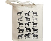 Retro Horses Vintage Eco Friendly Canvas Tote Bag (idb0016)