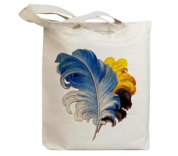 Retro Bird Feather 04 Vintage Eco Friendly Canvas Tote Bag (idb0008)