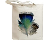 Retro Bird Feather 03 Vintage Eco Friendly Canvas Tote Bag (idb0007)