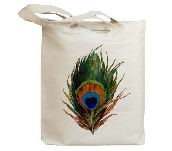 Retro Bird Feather 01 Vintage Eco Friendly Canvas Tote Bag (idb0005)