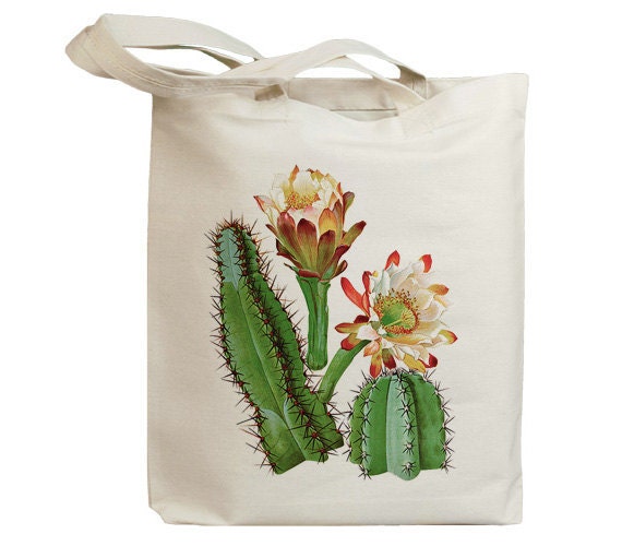 Retro Cactus Flower 05 Eco Friendly Canvas Tote Bag (id6604)