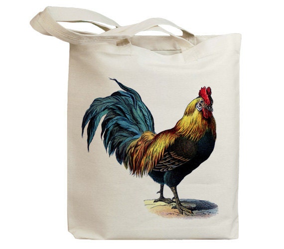 Retro Coloful Chicken Vintage Eco Friendly Canvas Tote Bag (idb0003)